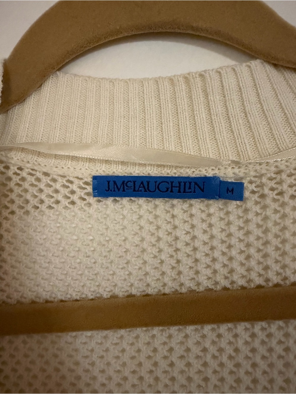 J. McLaughlin Cream Open-Weave Lightweight Cardigan- size Medium - Picture 3 of 8